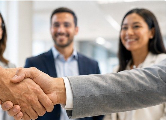 Business leaders building a staffing partnership